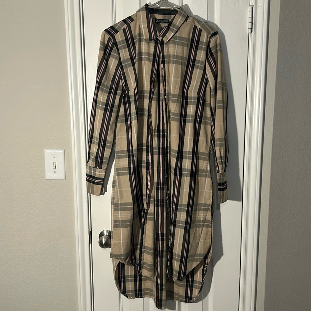 NY&Co. Long Plaid Button Down Dress